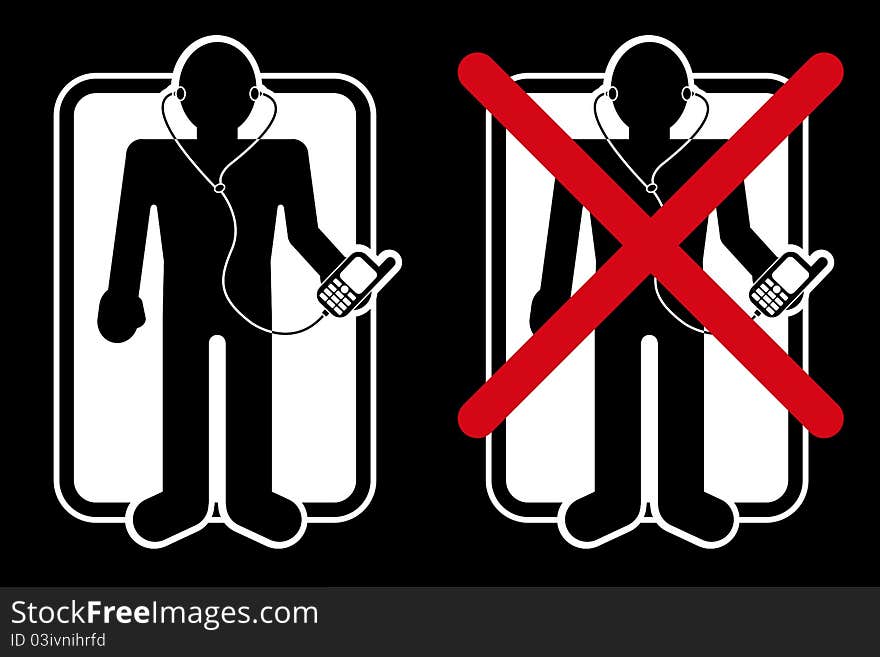 Sign permitting or forgiving the use of headphones or listening music by mobile devices. Sign permitting or forgiving the use of headphones or listening music by mobile devices