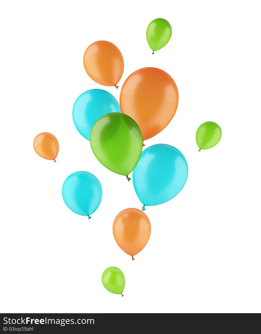 Group of colors balloons isolated on white background