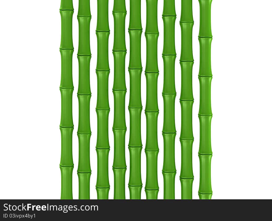 3d shiny bamboo stem on white background