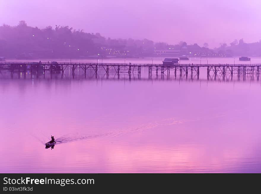 Thai boat on the river at morning. Thai boat on the river at morning