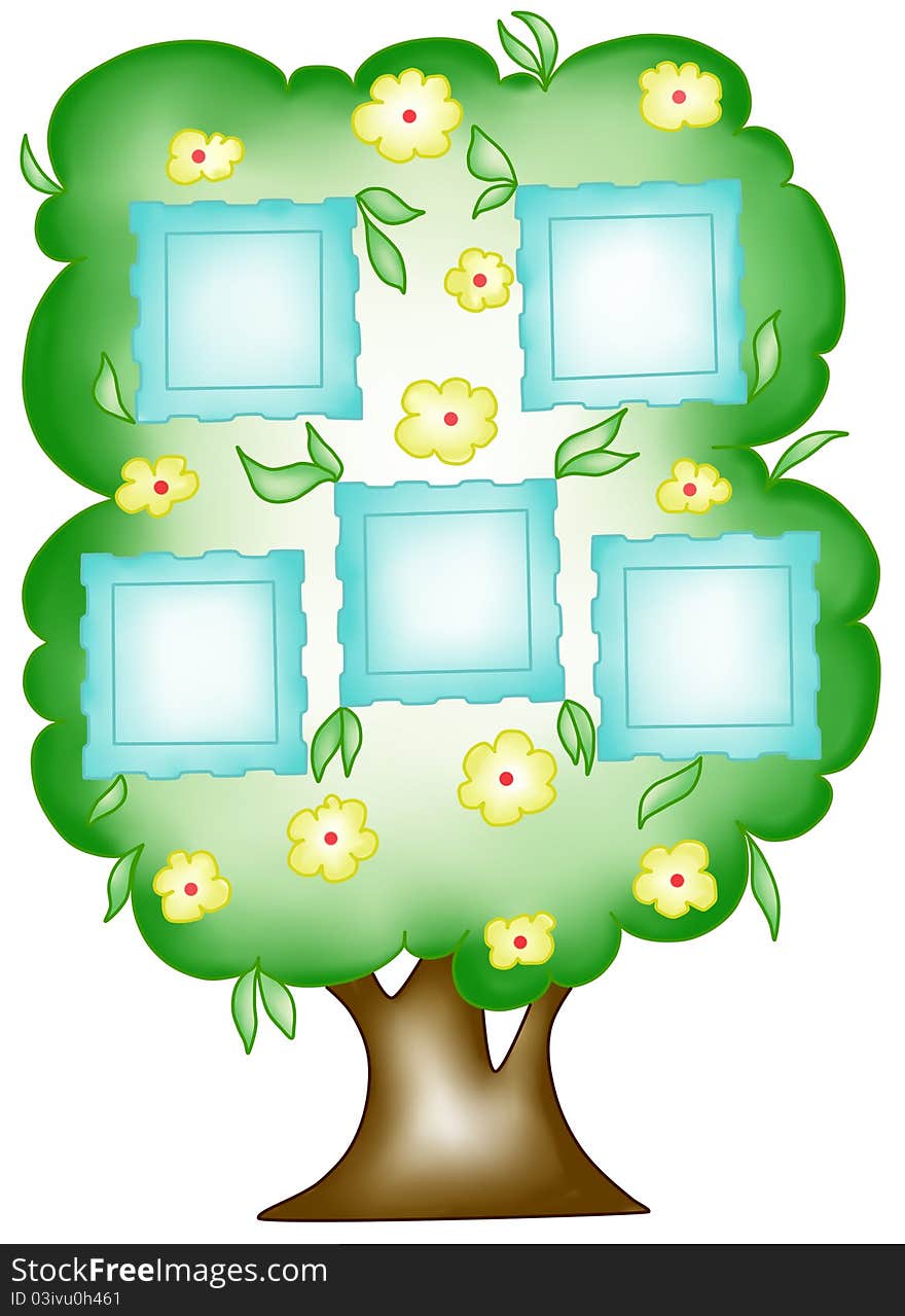 Marital green tree with portraits. Marital green tree with portraits.