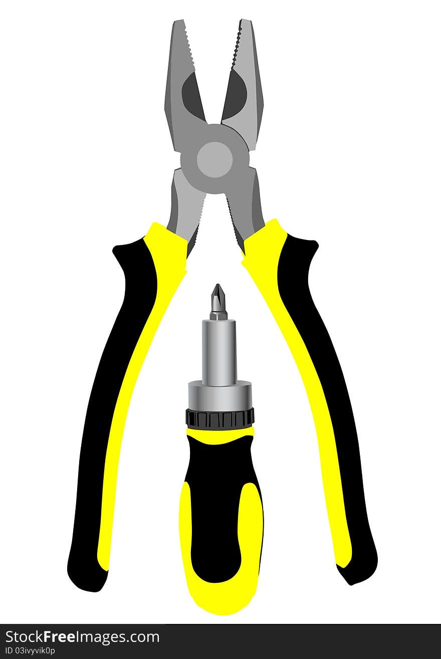 Screwdriver and pliers