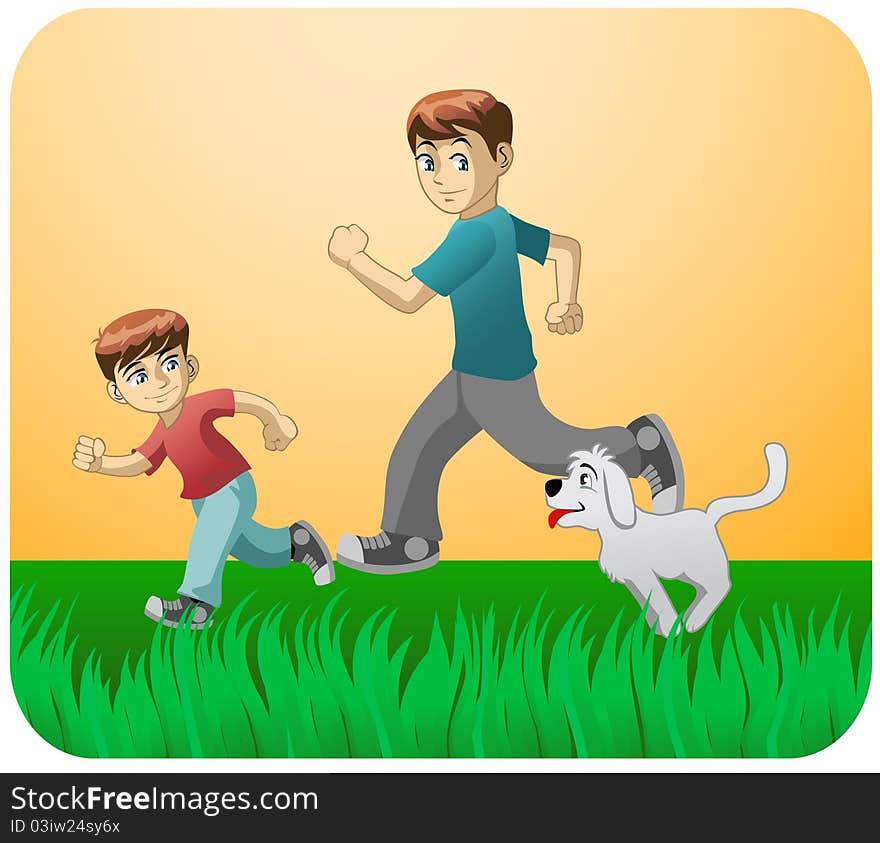 Play with dad and the dog