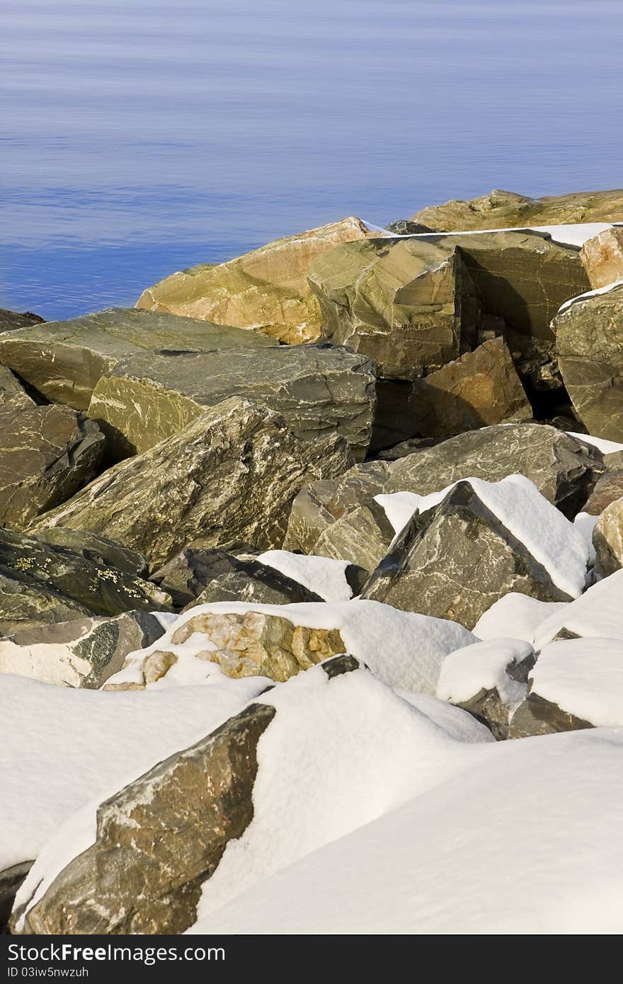 Rocks, Boulders and Snow in the Arctic town of Alta, Norway