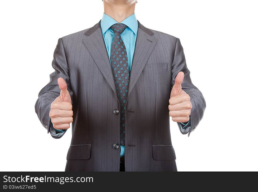 Businessman holding thumbs up. Approval, Good Work!. Businessman holding thumbs up. Approval, Good Work!