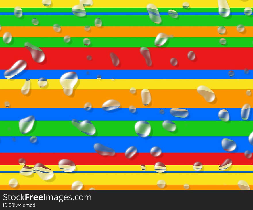 Water droplets on colorful background