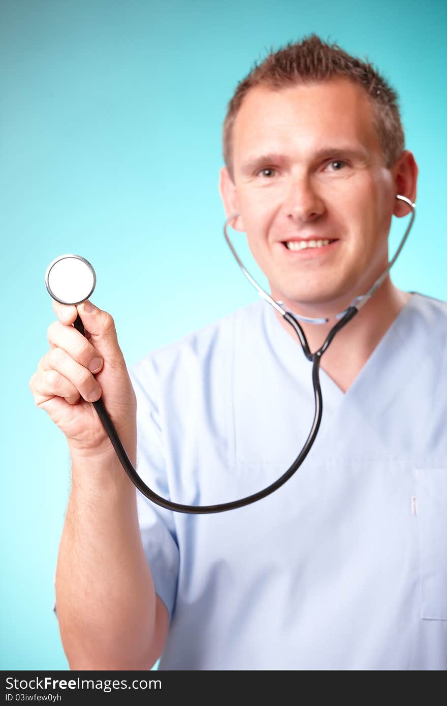 Smiling medical doctor with stethoscope. Smiling medical doctor with stethoscope.