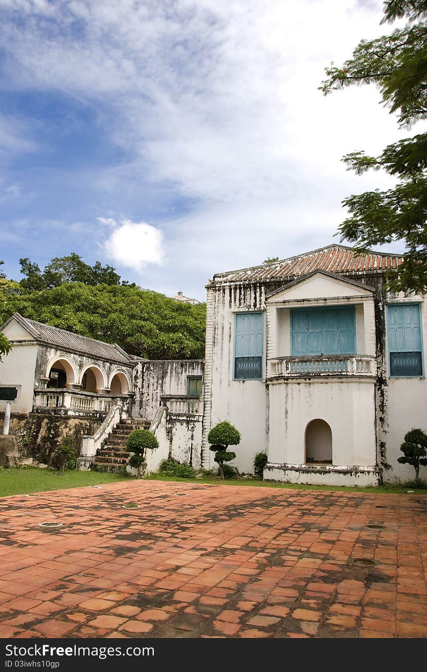 Historic buildings from the royal observatory on Khao Wang hill