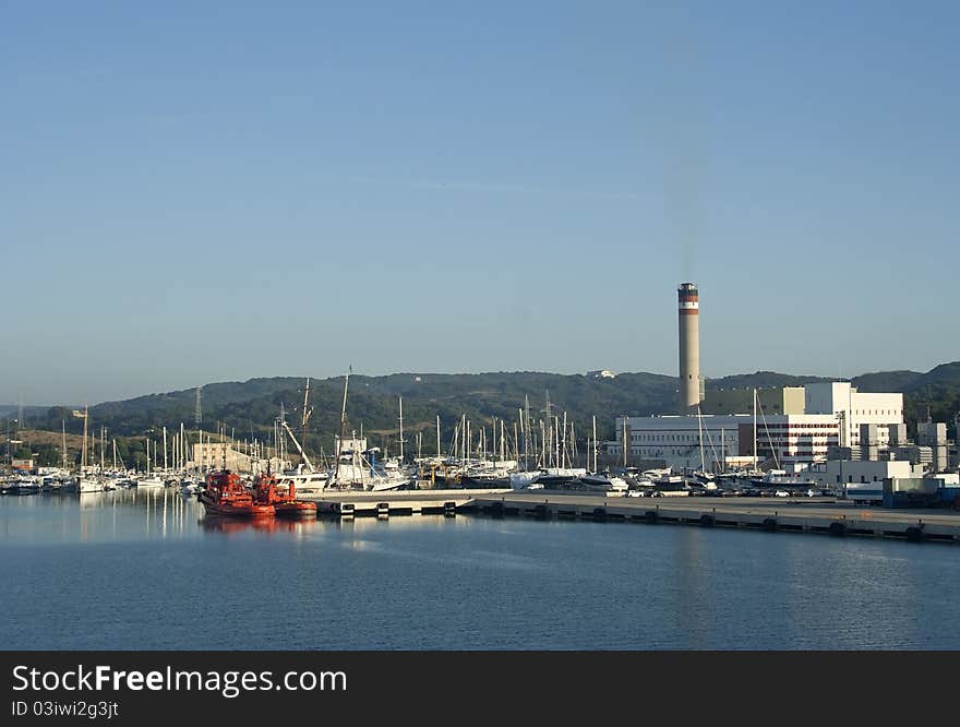 Industrial port in Minorca island