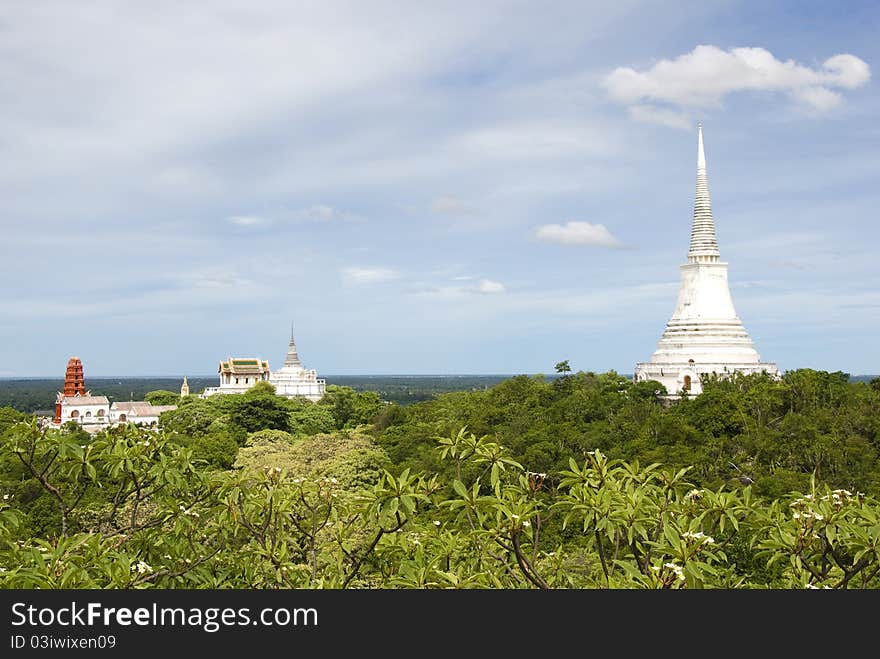 View of Wat Maha Samanaram from the royal observatory on Khao Wang hill