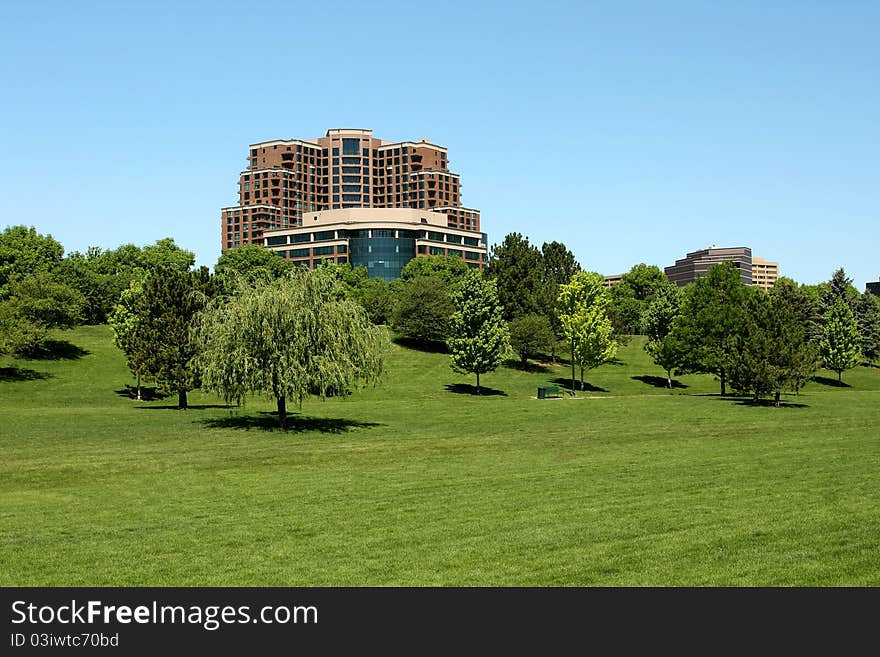 Highrise And Large Green Space