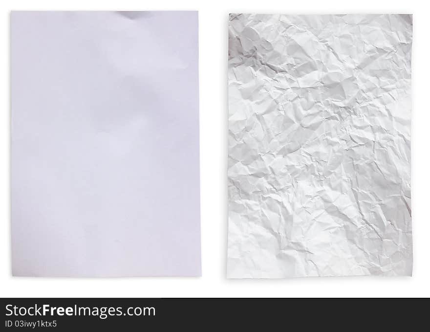 White paper and  wrinkled white paper for background