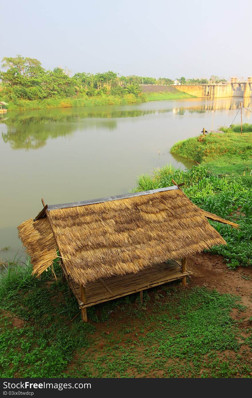 Bamboo hut on riverside