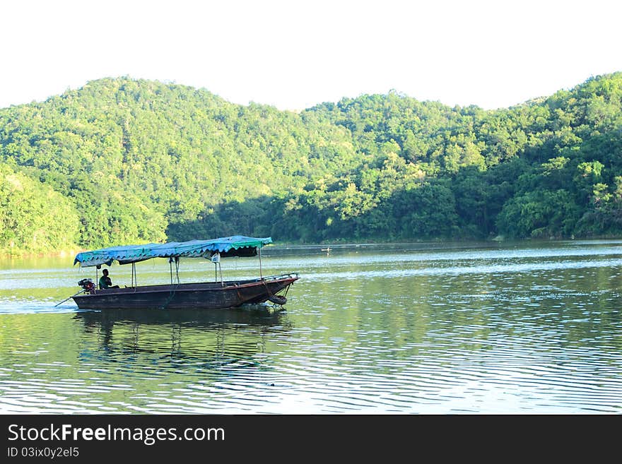 Awning boat in the dam