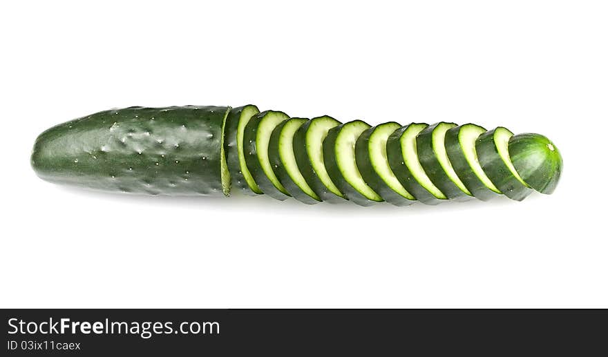 Sliced cucumber isolated over a white background