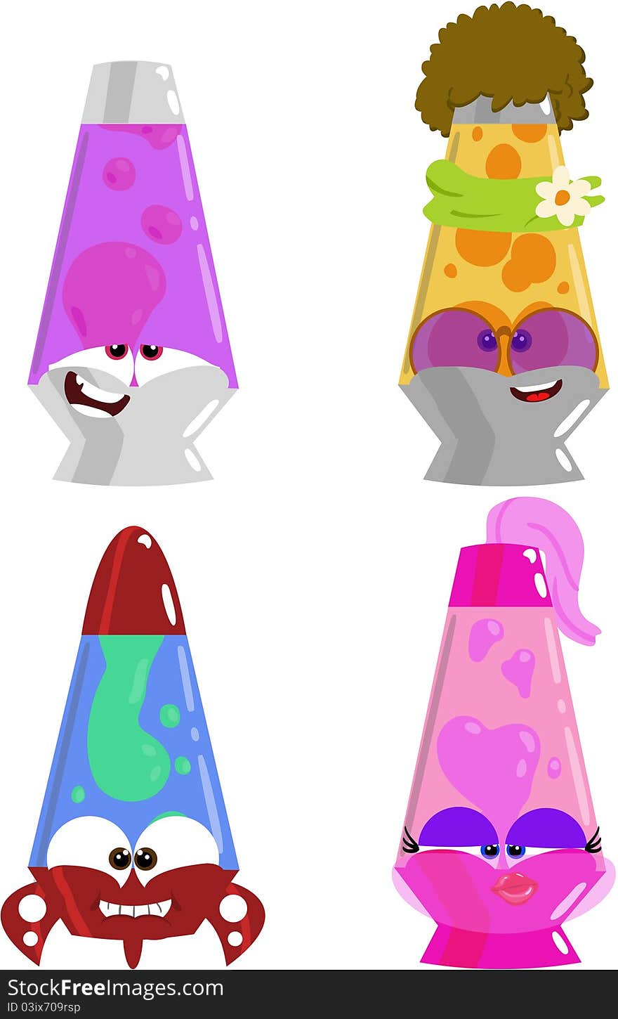 Funny retro cartoon lava lamps. Funny retro cartoon lava lamps