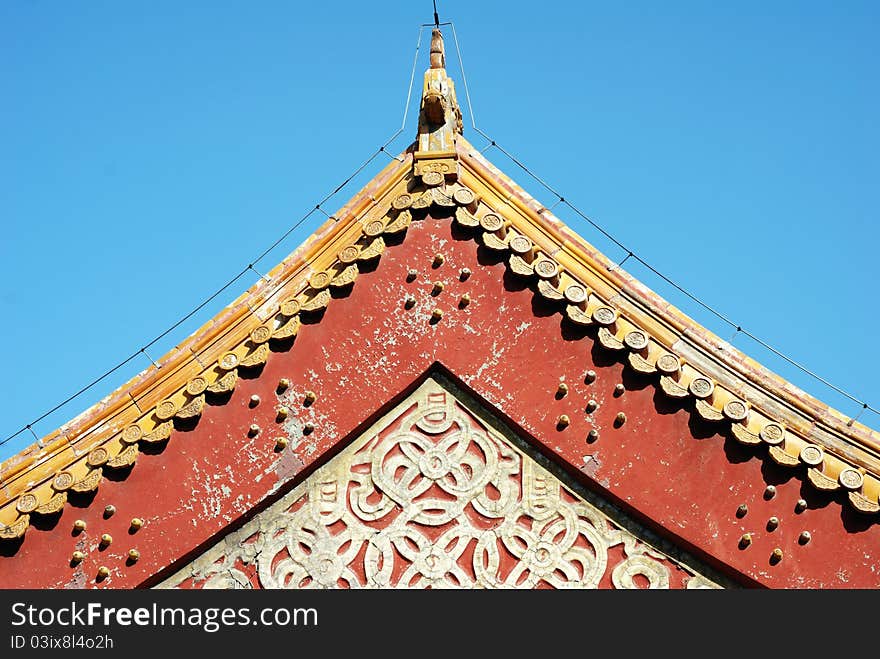 The roof of a traditional building in China or Japan. The roof of a traditional building in China or Japan.