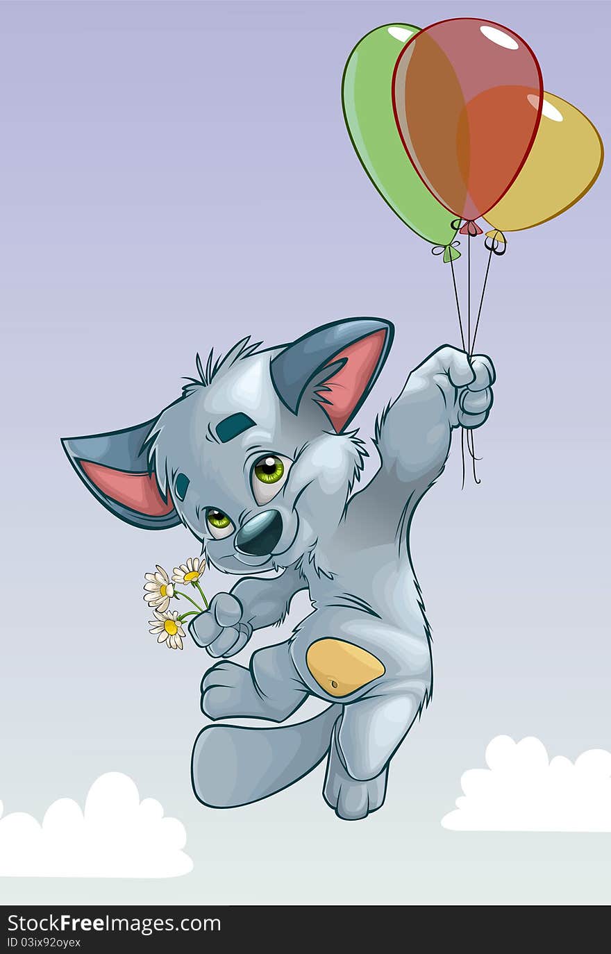 Cute kitten on balloons