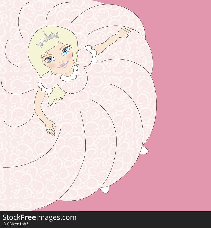 Background with illustration of beautiful little girl spinning in dance and place for your text. Background with illustration of beautiful little girl spinning in dance and place for your text