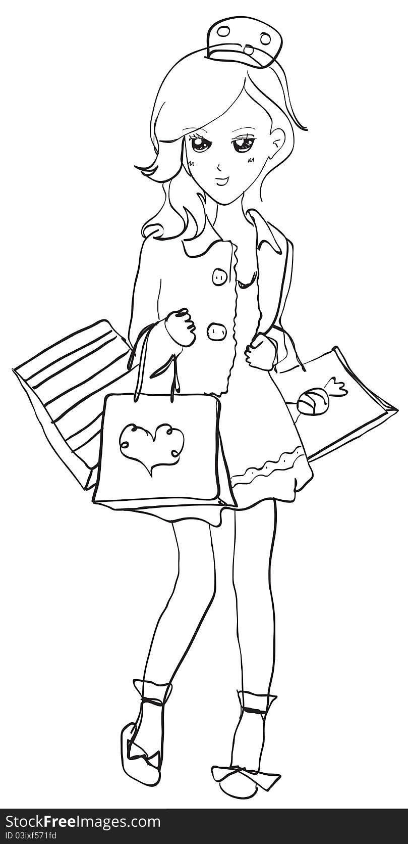 Girl With Shopping Bags