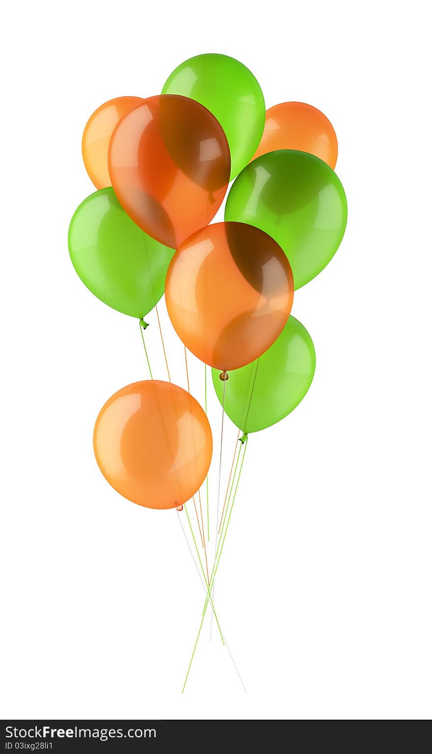 Group of colors balloons isolated on white background