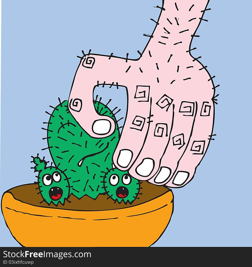 A simply illustration of spinous cactus