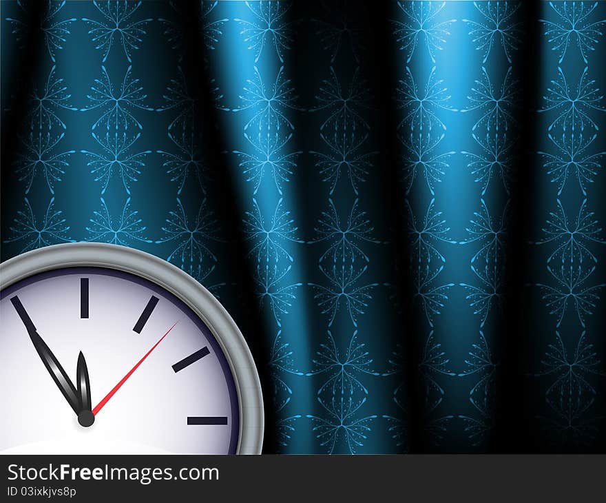 Waviness elegant blue background with clock. Waviness elegant blue background with clock