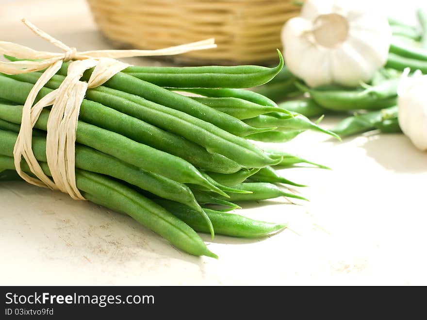 Fresh green beans with garlic. Fresh green beans with garlic