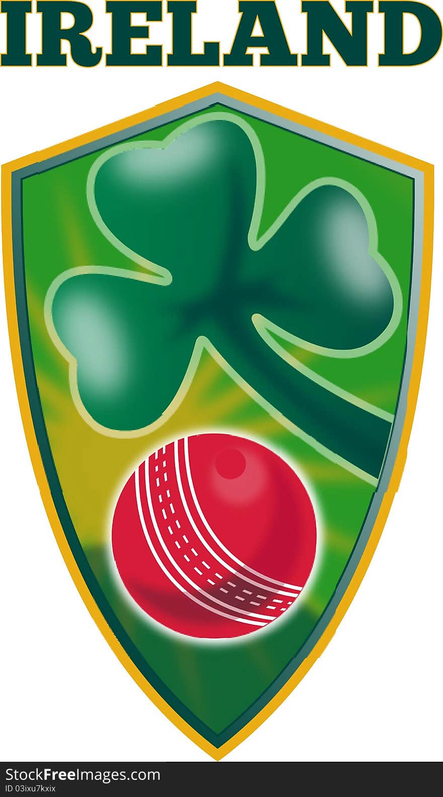 Cricket ball shamrock shield Ireland