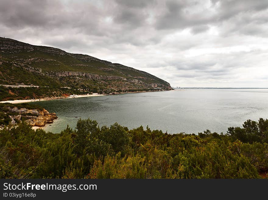 Beautiful view of the beach bunnies in the natural park of arrabida. Beautiful view of the beach bunnies in the natural park of arrabida