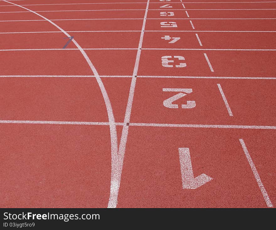 The ending point of running track in stadium. The ending point of running track in stadium