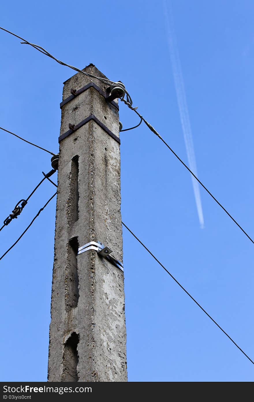 Electricity pole the top, detail.