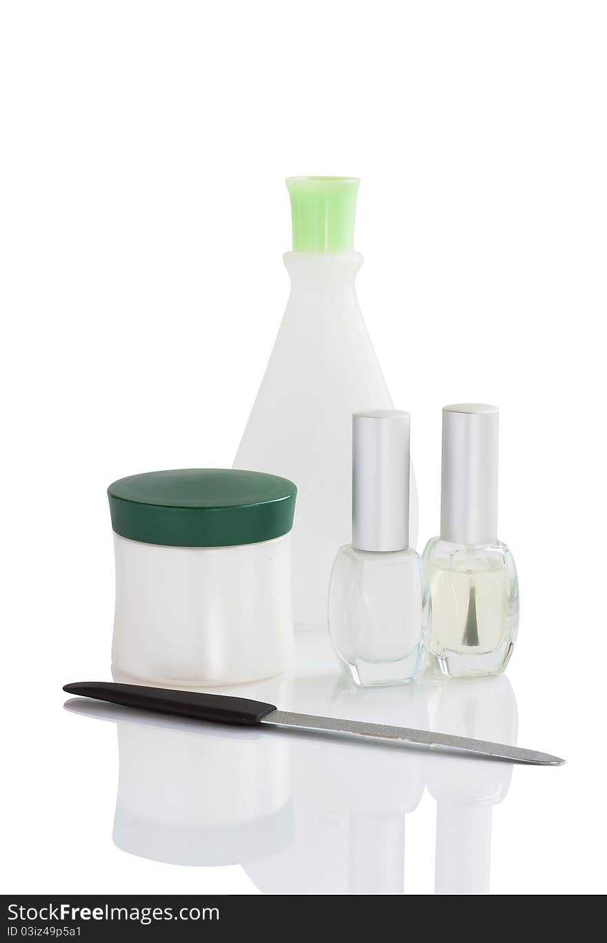 Cosmetics isolated on a white background