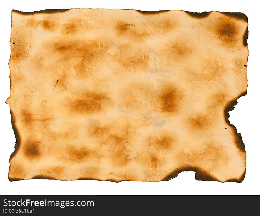 Sheet of old burnt paper. Sheet of old burnt paper