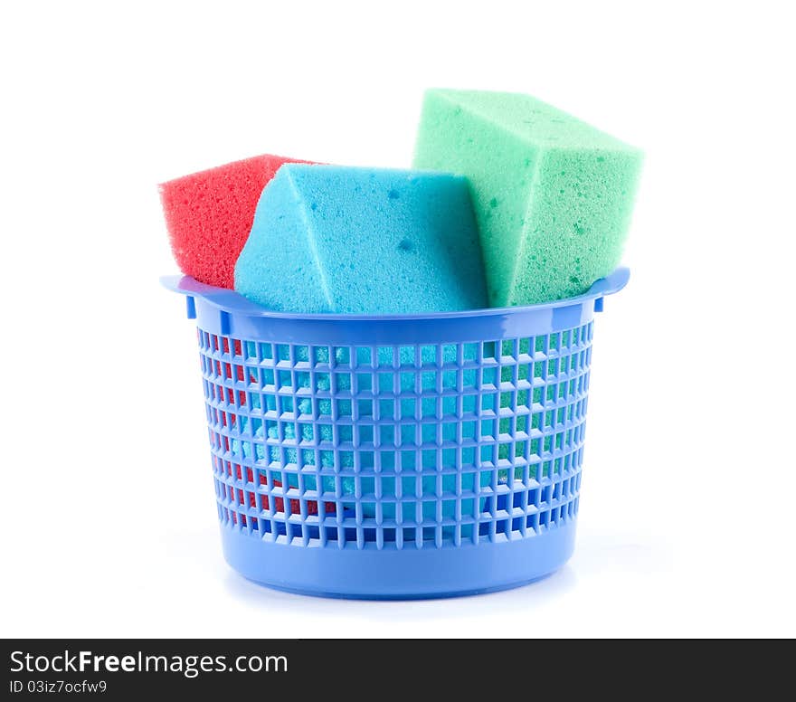 Plastic bucket with sponges