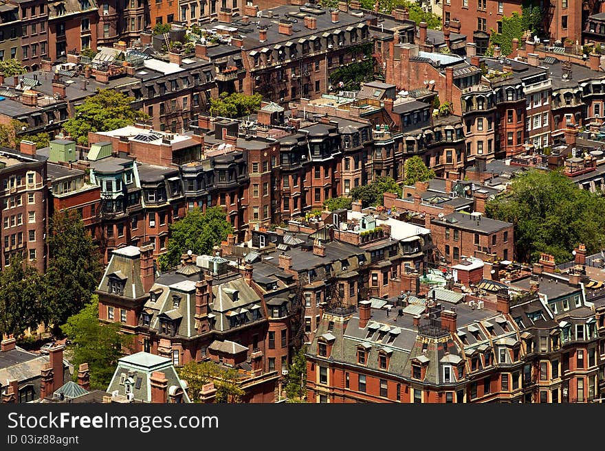 Aerial view of Boston Architecture in Massachusetts, USA on a sunny summer day. Aerial view of Boston Architecture in Massachusetts, USA on a sunny summer day.