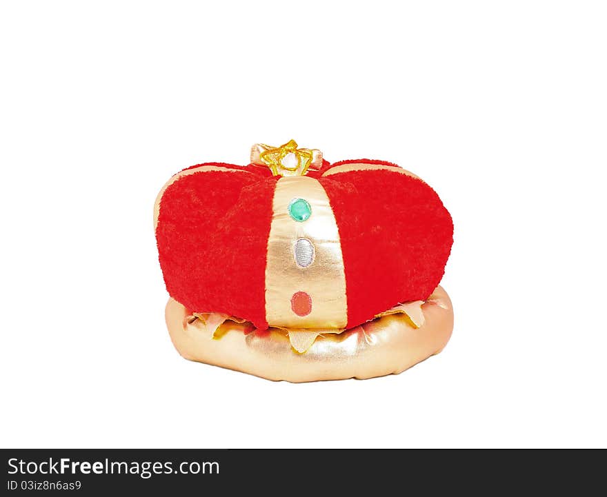 Red toy plush king hat. Red toy plush king hat