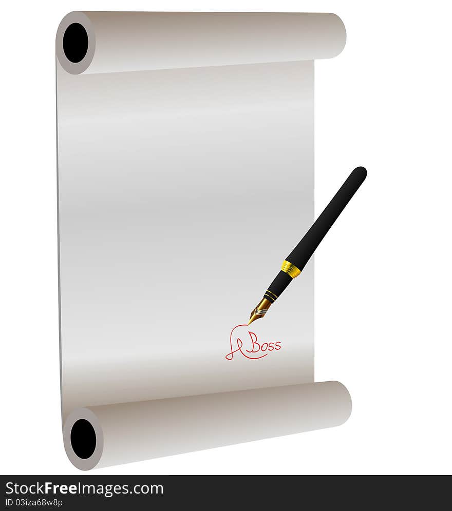 Illustration of hand-draw lettering on the paper roll - vector