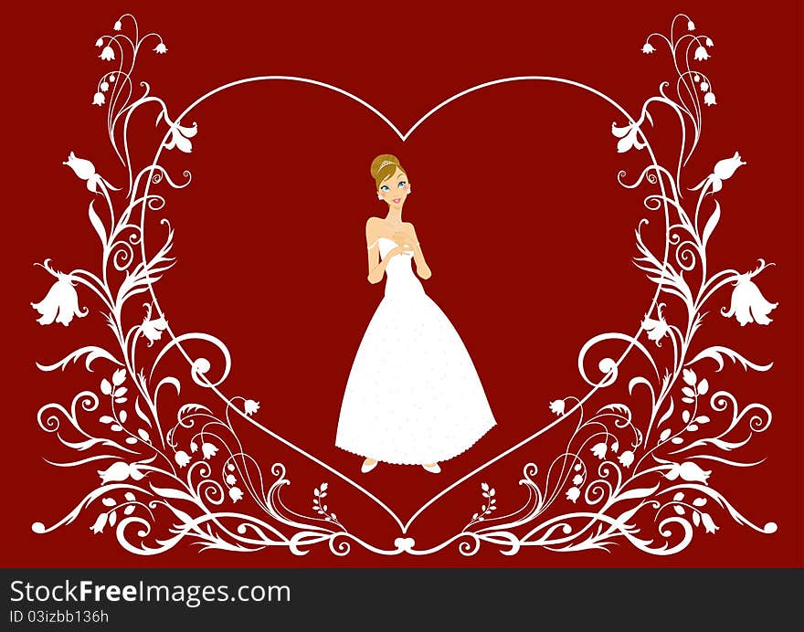 Vector Illustration of beautiful women in the evening dress on floral background