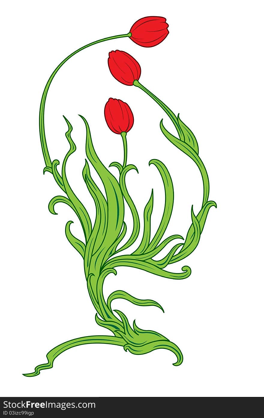 Vector illustration of beautiful single stemmed tulip. Vector illustration of beautiful single stemmed tulip