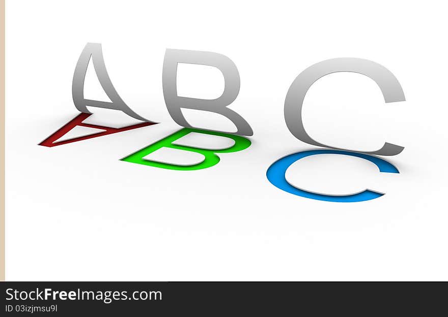 Abc letters on white background - This is a 3d render illustration