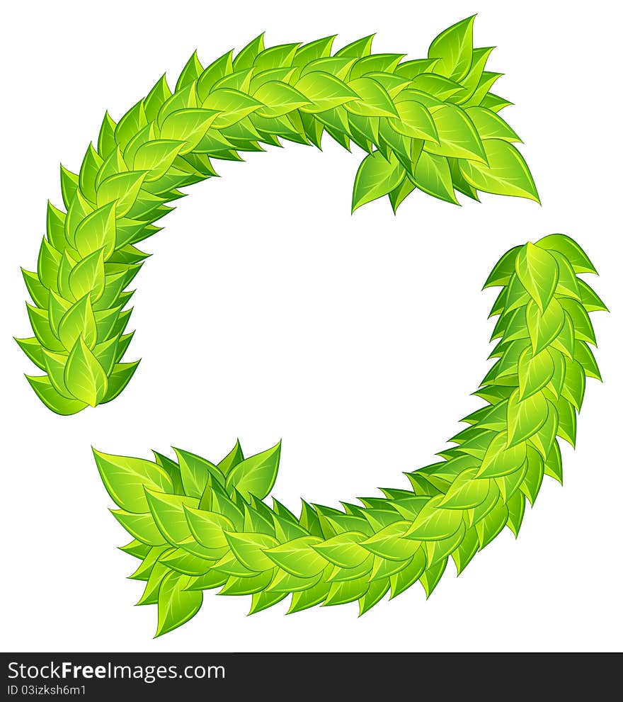 Wreath of green laurels on white background illustration