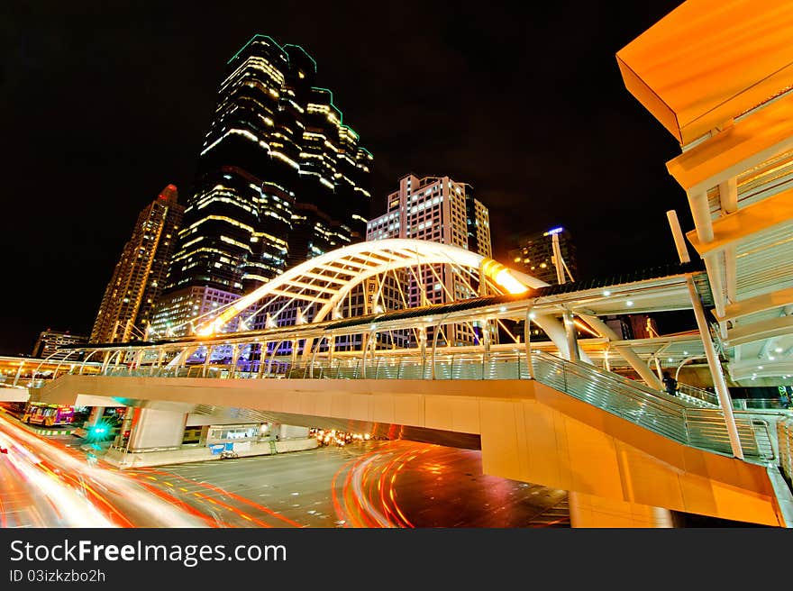 Night street at Bangkok sathorn and Narathiwat intersection. Night street at Bangkok sathorn and Narathiwat intersection