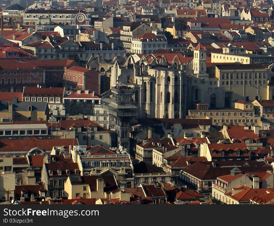 Lisbon, city centre  - View of the old buildings of Chiado. Lisbon, city centre  - View of the old buildings of Chiado