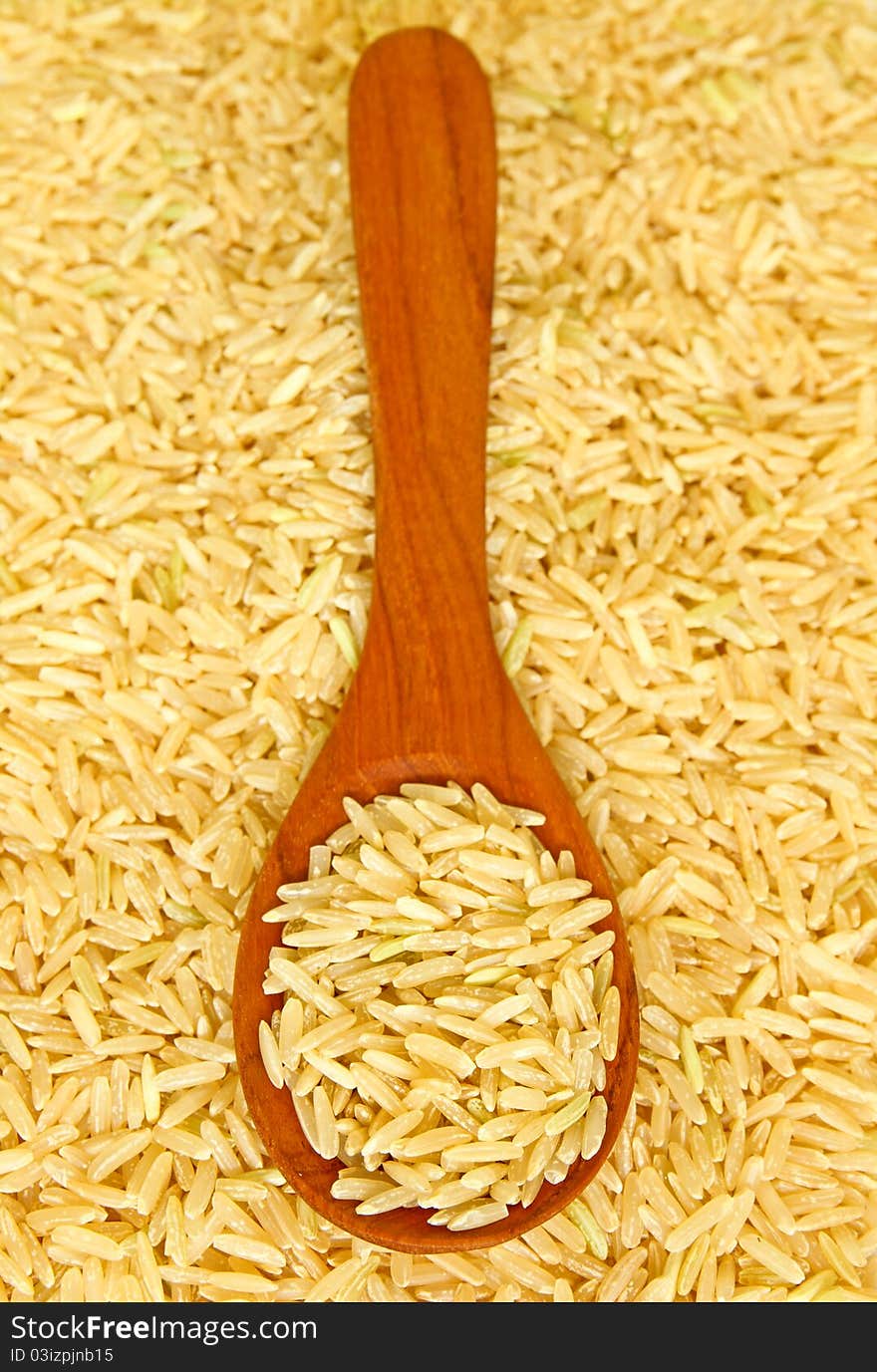 Rice Over The Wooden Spoon