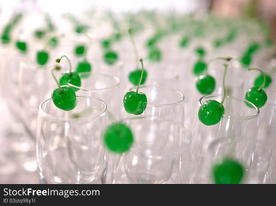 Glasses before an wedding reception. Glasses before an wedding reception