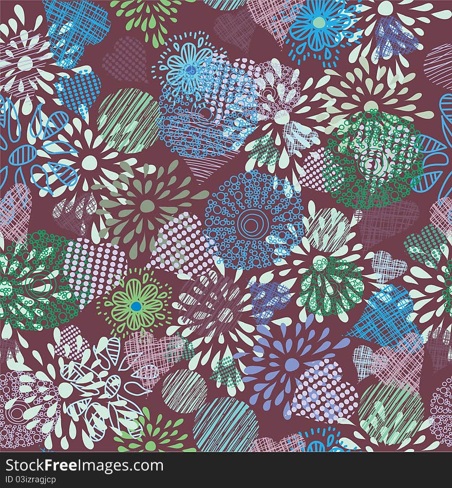 Seamless floral pattern in cartoon style. Seamless floral pattern in cartoon style