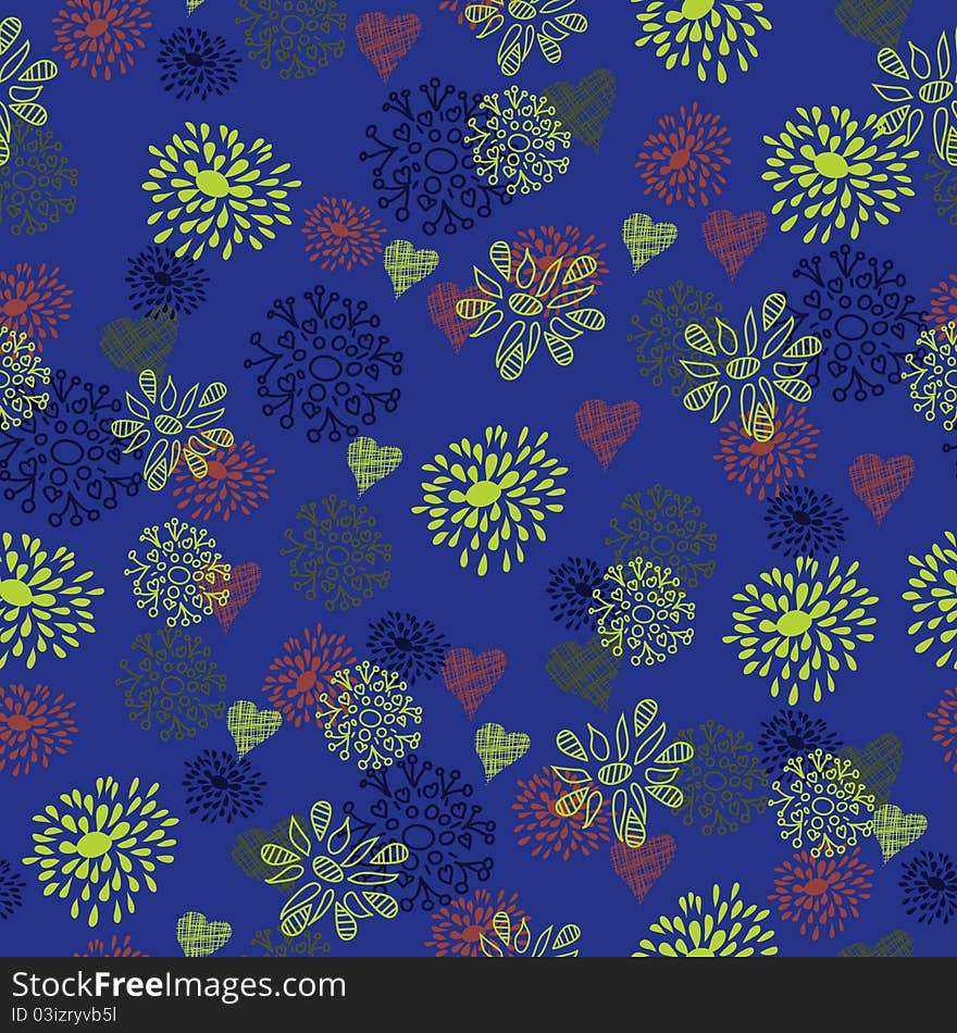 Seamless floral pattern in cartoon style. Seamless floral pattern in cartoon style