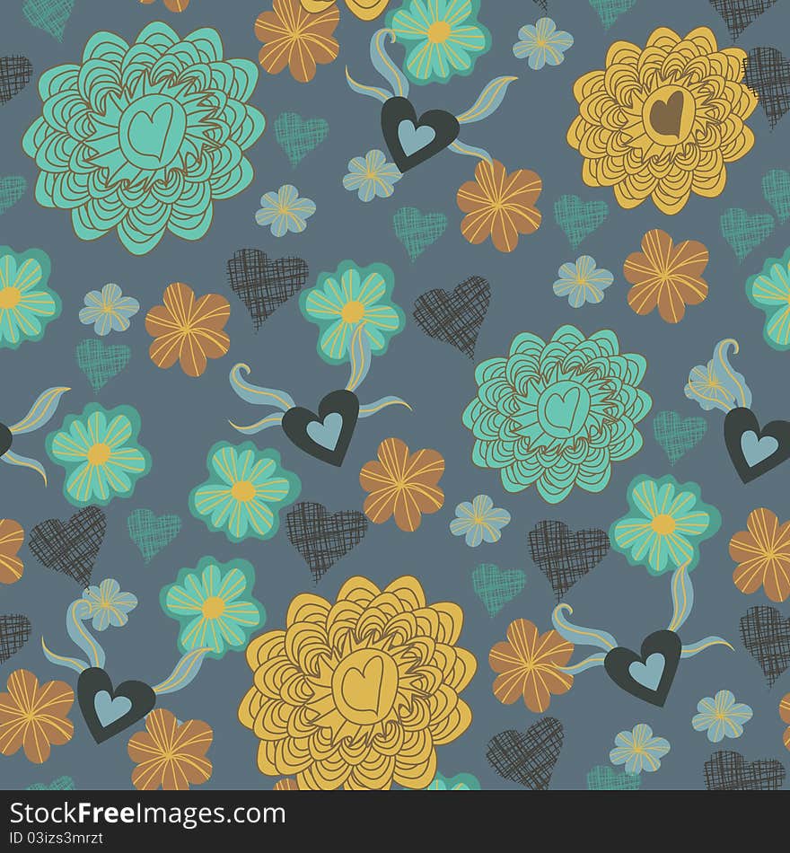 Seamless floral pattern in cartoon style. Seamless floral pattern in cartoon style