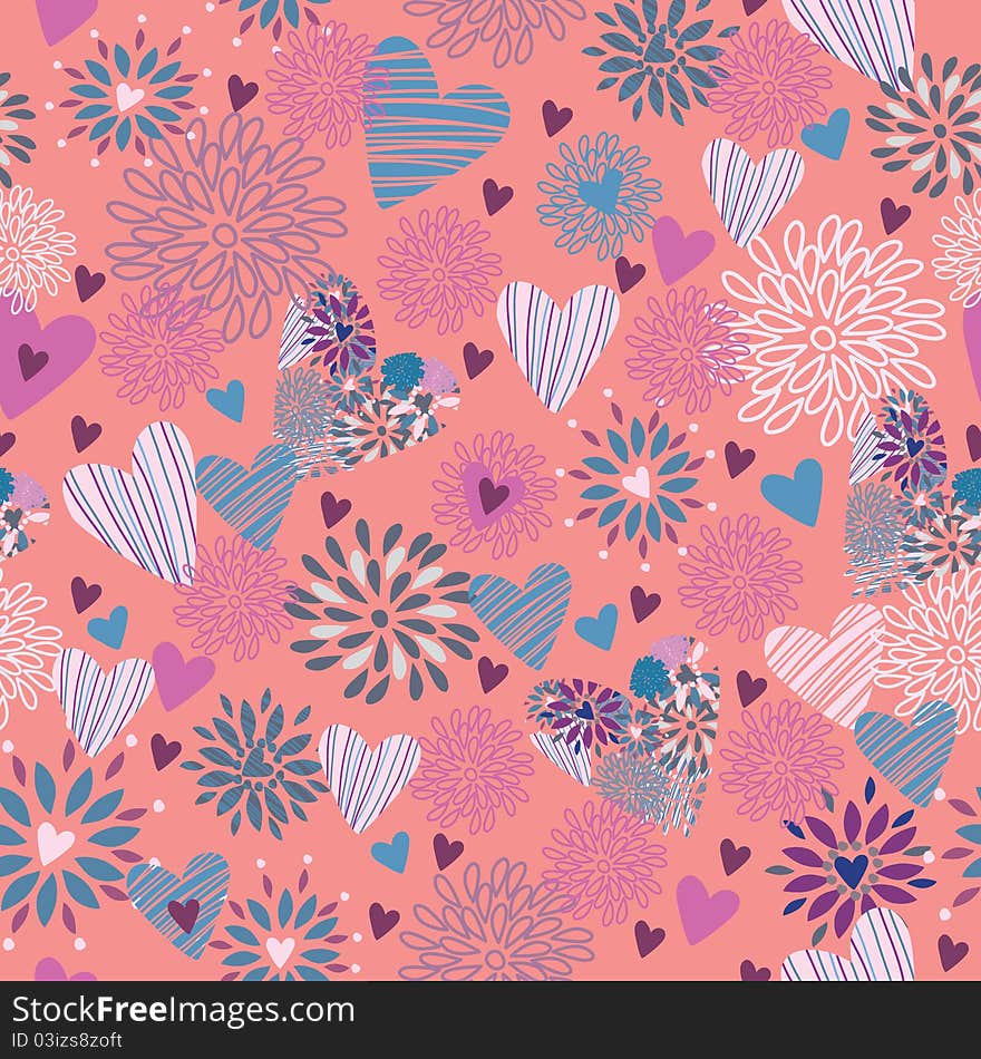 Seamless floral pattern in cartoon style. Seamless floral pattern in cartoon style